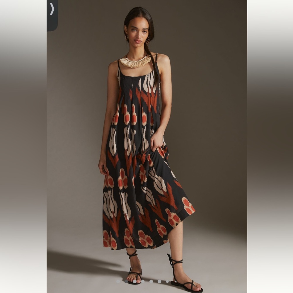 Anthropologie Nikki Pleated Maxi Dress sz XS Black Brown White NWT